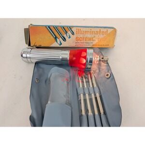 VTG WT  Illuminated Flashlight Screw Driver Set In Plastic Case Box Hong Kong